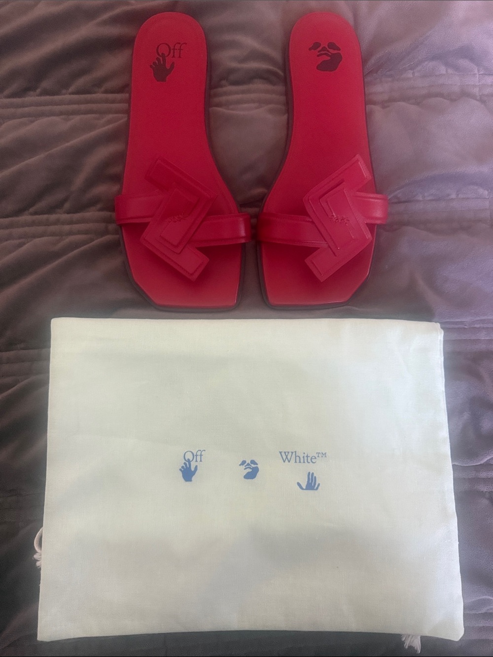 Off-White Red Logo Slide Sandals